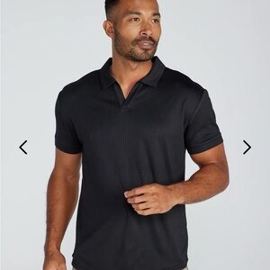 BYLT Basics Ribbed Short Sleeve Open V Polo